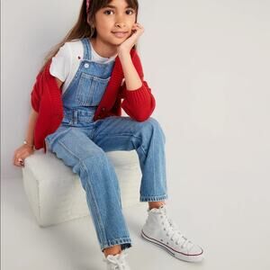 Old Navy | Youth XL Slouchy Straight Medium-Wash Jean Overalls Girls Adjustable